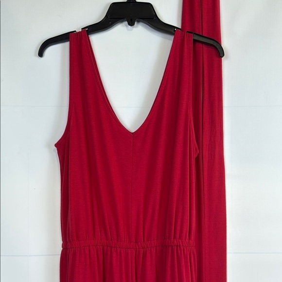 Time and Tru Red Sleeveless Jumpsuit with V-Neck, Medium - Picture 4 of 7